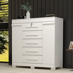 Cômoda 120cm 2 Portas 5 Gavetas 100% Mdf Coleus Espresso Móveis - 1