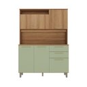 Ver imagem 5 de Armário Kit Cozinha Compacto 5 Portas 2 Gavetas com Nicho - Luciane 352:Avelã e Verde Mar