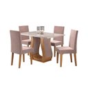 Ver imagem 2 de Conjunto Sala de Jantar Mesa Inovare 120x80cm Tampo Vidro/MDP com 4 Cadeiras Venus Branco/Mel/Rosa