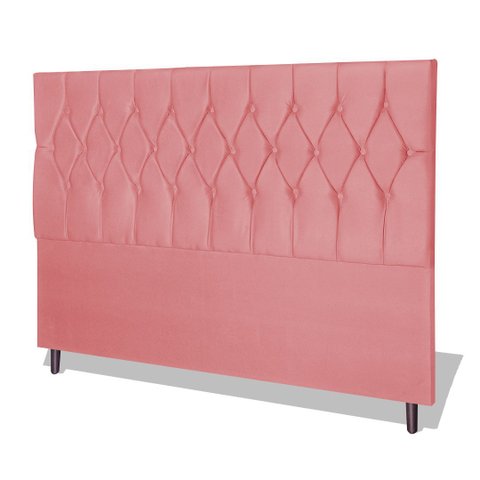 Cabeceira Estofada Box Casal Encosto para Cama Ram 1500 144x126 Rosa