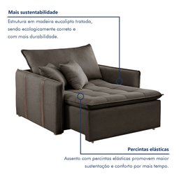 Poltrona Cama  em Madeira Eucalipto 110 cm Detroid Yescasa Veludo  - 4