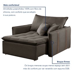 Poltrona Cama  em Madeira Eucalipto 110 cm Detroid Yescasa Veludo  - 5