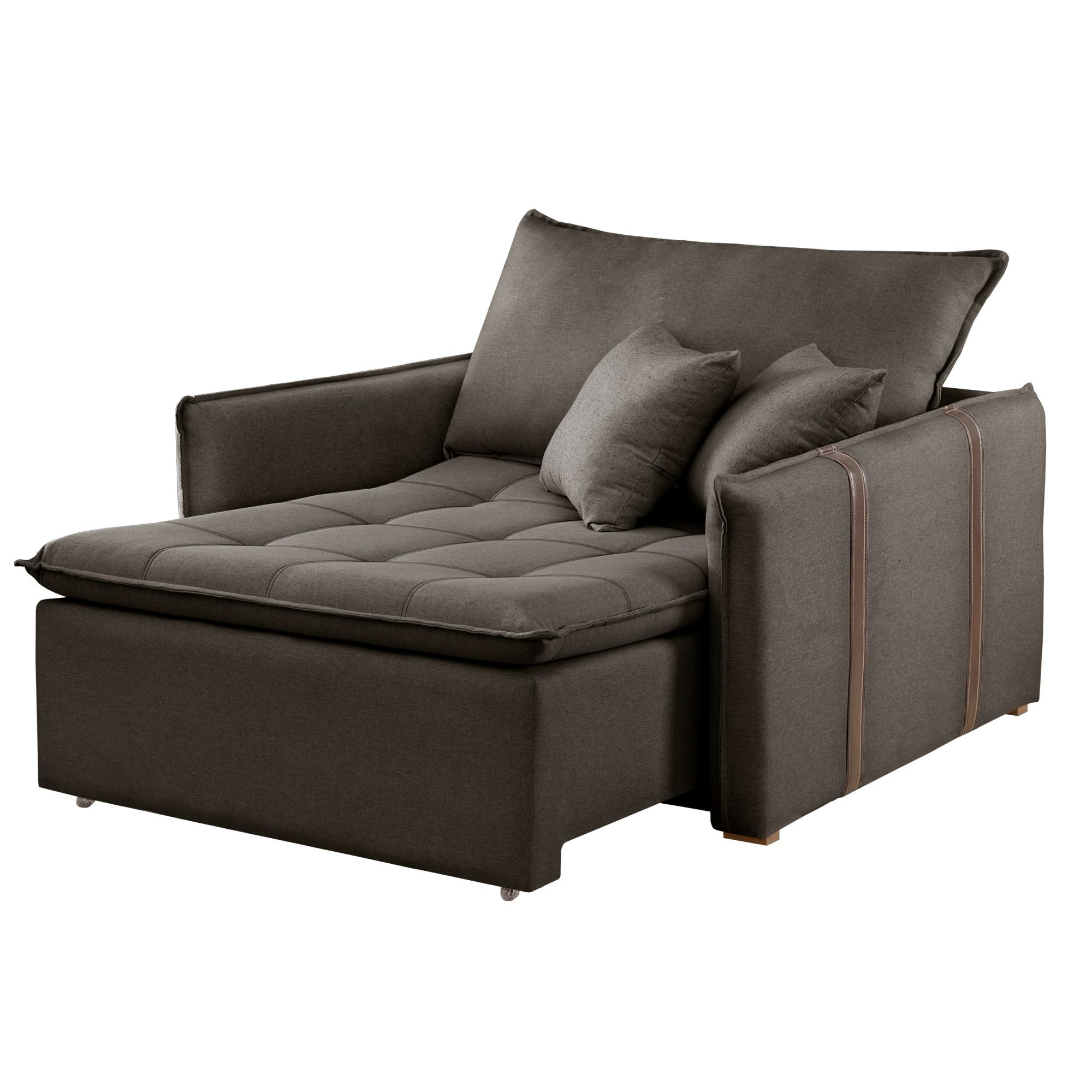 Poltrona Cama  em Madeira Eucalipto 110 cm Detroid Yescasa Veludo  - 11