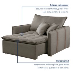 Poltrona Cama em Madeira Eucalipto 110 cm Detroid Yescasa Veludo   - 6
