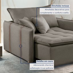 Poltrona Cama em Madeira Eucalipto 110 cm Detroid Yescasa Veludo   - 7
