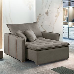 Poltrona Cama em Madeira Eucalipto 110 cm Detroid Yescasa Veludo  