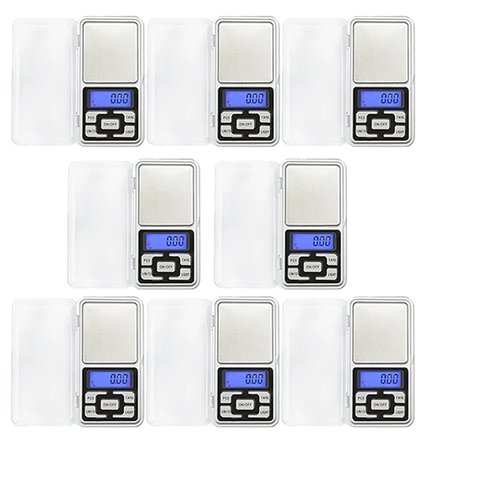 Kit 8 Balanças de Bolso Digitais Pocket Scale de Alta Precisão Eletrônicas Portáteis 500g:prata/únic