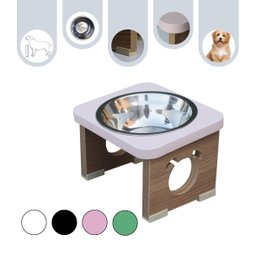 Comedouro Elevado Pet para Cachorro Mdf Colors - Inox - Rose - 5 Comedouro Elevado Pet para Cachorro Mdf Colors - Inox - Rose - 5