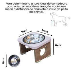 Comedouro Elevado Pet para Cachorro Mdf Colors - Inox - Rose - 2 Comedouro Elevado Pet para Cachorro Mdf Colors - Inox - Rose - 2