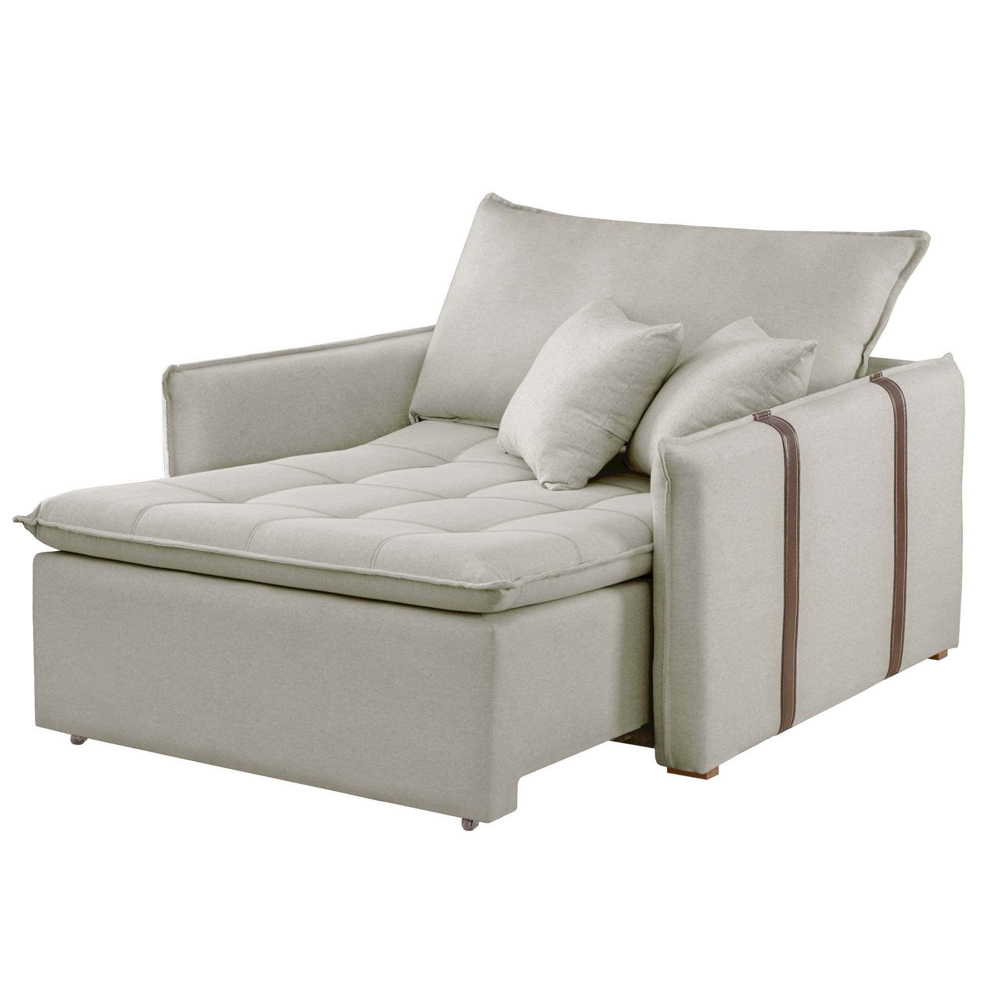 Poltrona Cama em Madeira Eucalipto 110 cm Detroid Yescasa Veludo   - 11