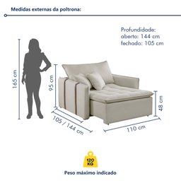 Poltrona Cama em Madeira Eucalipto 110 cm Detroid Yescasa Veludo   - 8
