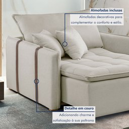 Poltrona Cama em Madeira Eucalipto 110 cm Detroid Yescasa Veludo   - 7