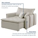 Ver imagem 6 de Poltrona Cama em Veludo Bege Claro Detroid 110cm Yescasa