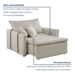 Poltrona Cama em Madeira Eucalipto 110 cm Detroid Yescasa Veludo   - 4