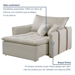 Poltrona Cama em Madeira Eucalipto 110 cm Detroid Yescasa Veludo   - 5