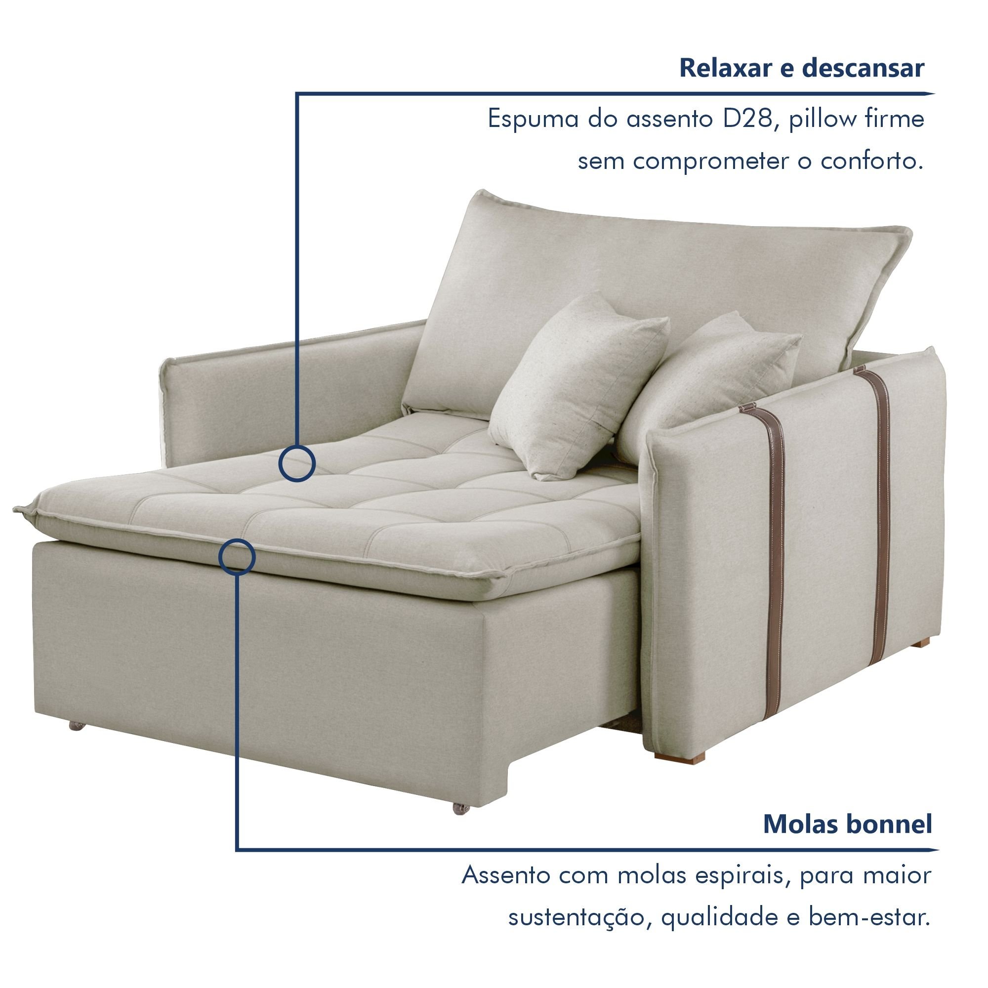 Poltrona Cama em Madeira Eucalipto 110 cm Detroid Yescasa Veludo   - 6