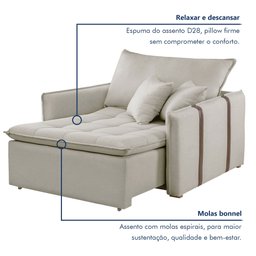 Poltrona Cama em Madeira Eucalipto 110 cm Detroid Yescasa Veludo   - 6
