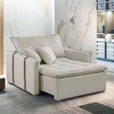 Ver imagem 1 de Poltrona Cama em Veludo Bege Claro Detroid 110cm Yescasa