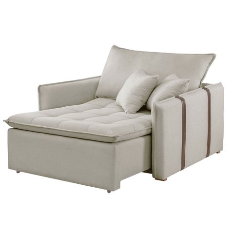 Poltrona Cama em Madeira Eucalipto 110 cm Detroid Yescasa Veludo  