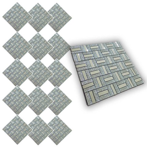 Pastilha de Vidro Kit 15 Uni Adesiva Parede Sala Cozinha Banheiro Facil Aplicacao Decorativa Reforma