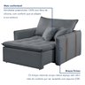 Poltrona Cama em Madeira Eucalipto 110 cm Detroid Yescasa Veludo  - 5