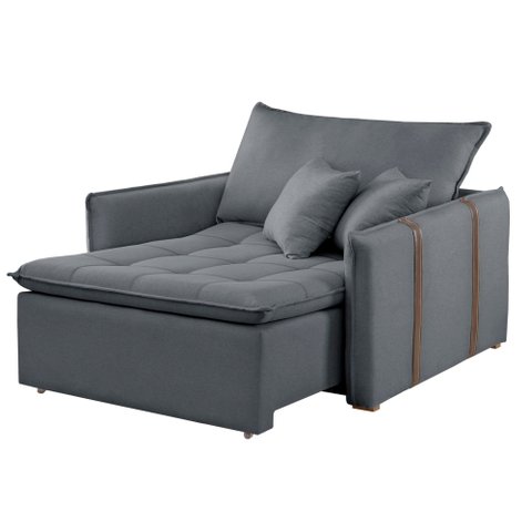 Poltrona Cama em Madeira Eucalipto 110 cm Detroid Yescasa Veludo 