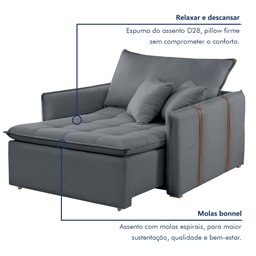 Poltrona Cama em Madeira Eucalipto 110 cm Detroid Yescasa Veludo  - 6