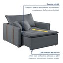 Ver imagem 5 de Poltrona Cama em Veludo Cinza Detroid 110cm Yescasa