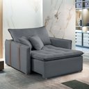 Ver imagem 1 de Poltrona Cama em Veludo Cinza Detroid 110cm Yescasa