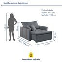 Ver imagem 3 de Poltrona Cama em Veludo Cinza Detroid 110cm Yescasa