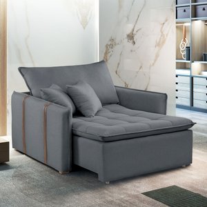 Poltrona Cama em Madeira Eucalipto 110 cm Detroid Yescasa Veludo 