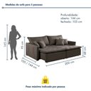 Ver imagem 3 de Sofá Cama Retrátil e Reclinável 3 Lugares Veludo Marrom Detroid 200cm Yescasa