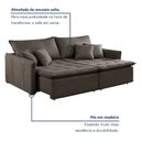 Ver imagem 5 de Sofá Cama Retrátil e Reclinável 3 Lugares Veludo Marrom Detroid 200cm Yescasa