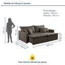 Ver imagem 3 de Sofá Cama 3 Lugares Retrátil Yescasa Veludo Marrom