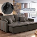 Ver imagem 4 de Sofá Cama Retrátil e Reclinável 3 Lugares Veludo Marrom Detroid 200cm Yescasa