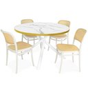 Ver imagem 1 de Conjunto Mesa de Jantar Redonda Solaris Branca 120cm com 4 Cadeiras Roma - Branco