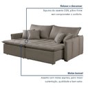 Ver imagem 7 de Sofá Cama Retrátil e Reclinável 3 Lugares Veludo Bege Escuro Detroid 200cm Yescasa