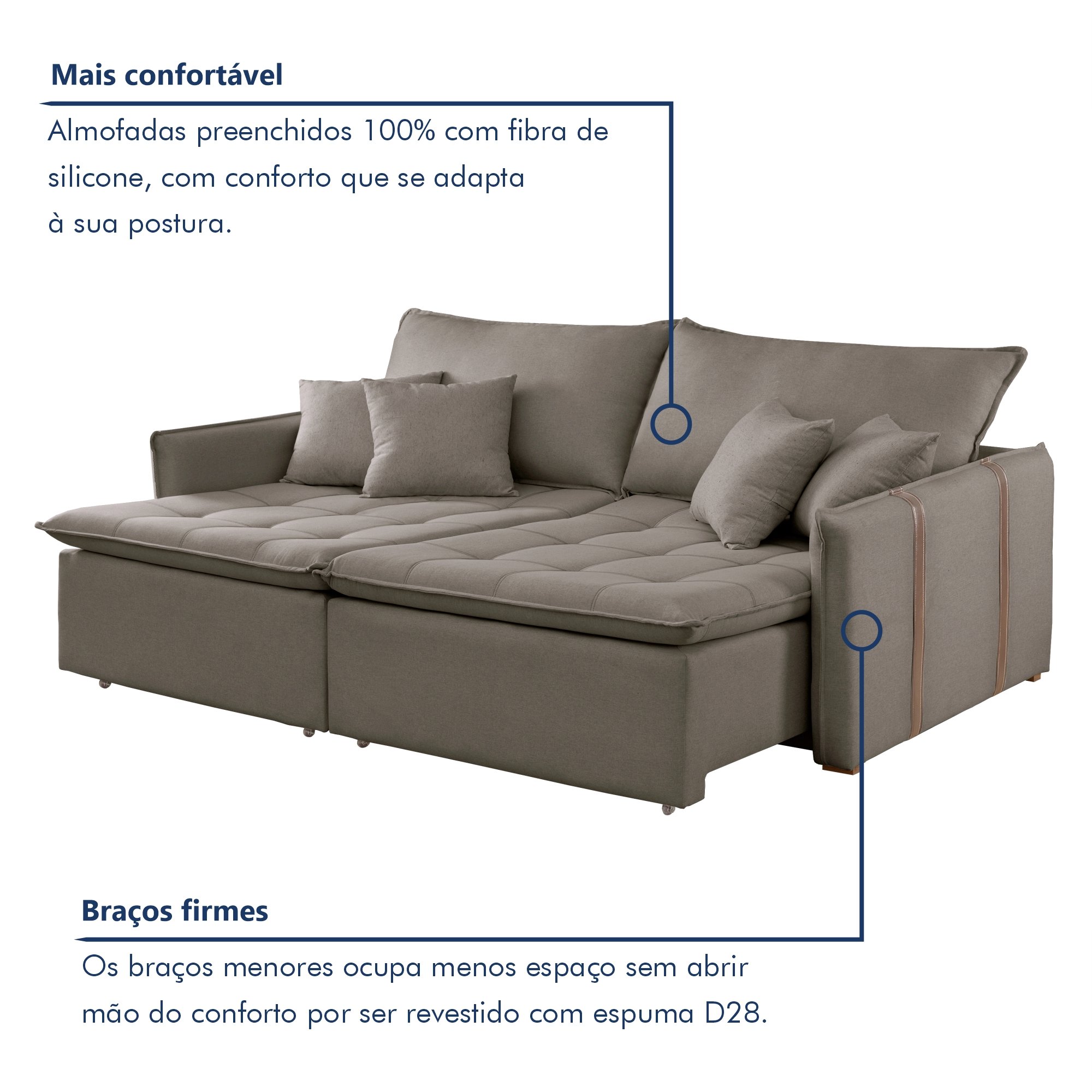Sofá Cama em Madeira Eucalipto 200cm Detroid Yescasa Veludo   - 5
