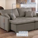 Ver mais imagens de Sofá Cama Retrátil e Reclinável 3 Lugares Veludo Bege Escuro Detroid 200cm Yescasa