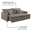 Ver imagem 3 de Sofá Cama Retrátil e Reclinável 3 Lugares Veludo Bege Escuro Detroid 200cm Yescasa