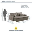 Ver imagem 2 de Sofá Cama Retrátil e Reclinável 3 Lugares Veludo Bege Escuro Detroid 200cm Yescasa
