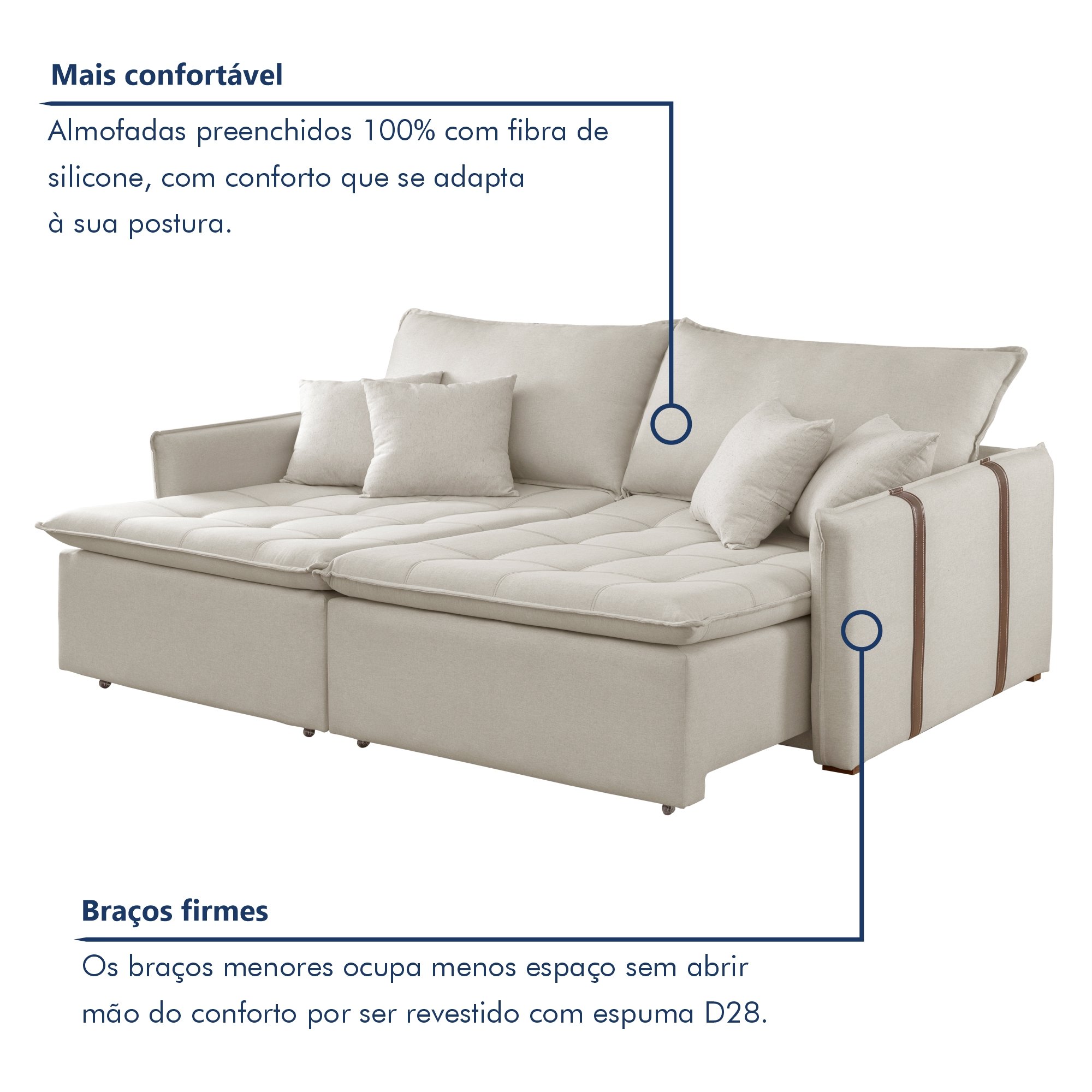 Sofá Cama em Madeira Eucalipto 200cm Detroid Yescasa Veludo   - 5