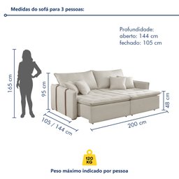 Sofá Cama em Madeira Eucalipto 200cm Detroid Yescasa Veludo   - 9