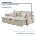 Ver imagem 5 de Sofá Cama Retrátil e Reclinável 3 Lugares Veludo Bege Claro Detroid 200cm Yescasa