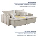 Ver imagem 4 de Sofá Cama 3 Lugares Retrátil Yescasa Veludo Bege Claro