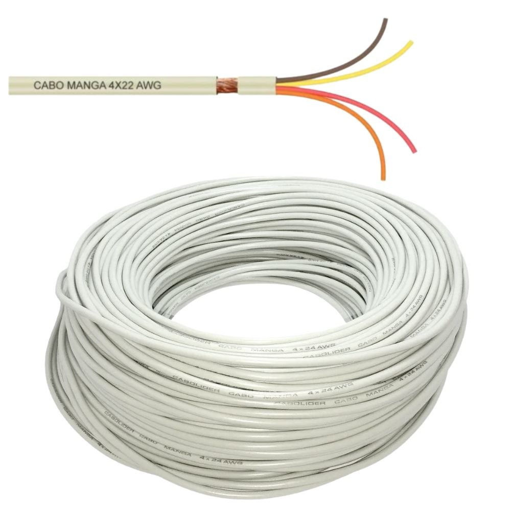 Cabo Manga 4 Vias 22 AWG (4x22AWG) para Automação Comercial e Iluminação de Piscinas LED RGB - 100m