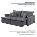 Ver imagem 7 de Sofá Cama Retrátil e Reclinável 3 Lugares Veludo Cinza Escuro Detroid 200cm Yescasa