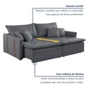 Ver imagem 4 de Sofá Cama Retrátil e Reclinável 3 Lugares Veludo Cinza Escuro Detroid 200cm Yescasa