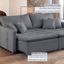 Ver mais imagens de Sofá Cama Retrátil e Reclinável 3 Lugares Veludo Cinza Escuro Detroid 200cm Yescasa
