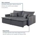 Ver imagem 6 de Sofá Cama Retrátil e Reclinável 3 Lugares Veludo Cinza Escuro Detroid 200cm Yescasa
